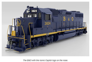 Rapido ~ HO Scale ~ EMD GP38 Low Nose ~ Sound and DCC ~ Baltimore & Ohio #3824 ~ 38507