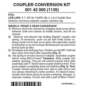 Micro Trains ~ N Scale Locomotive Coupler Conversion Kit 2 pr (1135) ~ 00142000