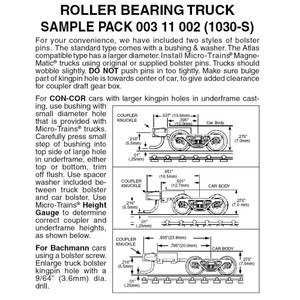 Micro Trains ~ N Scale ~ Roller Bearing Truck Sampler Pack ~ 1 Pair Each #302031, 302034 & 302022 ~ 00311002