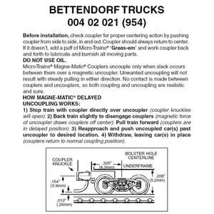 Micro Trains ~ Z Scale ~ Bettendorf Trucks ~ With Magne-Matic Short Extended Couplers ~ 1 Pair ~ 00402021