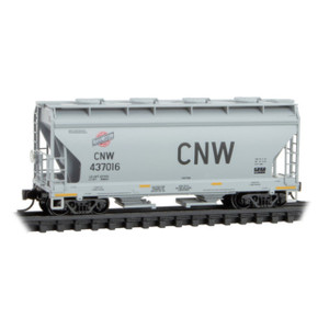 Micro Trains ~ N Scale ~ 3-Bay Covered Hopper Chicago & Northwestern (CNW) 437016 ~ 09200601