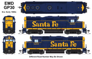 Broadway Limited HO Scale ~ EMD GP30 Stealth ATSF #1263 ~ DCC Ready ~ 9150