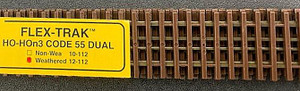 Micro Engineering ~ HO-HOn3 Code 55 ~ Standard Gauge Flex-Track, Weathered 3' Sections 24 pieces ~ 12-112