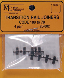 Micro Engineering ~ HO Scale ~ Plastic Transition Rail Joiners, Code 100-70 ~ 26-002