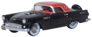 Oxford ~ HO Scale ~ 1956 Ford Thunderbird ~ Assembled ~ Raven Black, Fiesta Red ~ 87TH56008