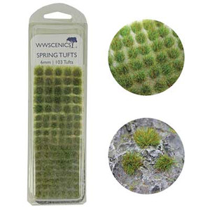 WWScenics ~ Any Scale ~ Spring Grass Tufts 1/4" 6mm ~ 100 Pieces ~ W3TSP6