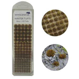 WWScenics ~ Any Scale ~ Winter Grass Tufts 5/32" 4mm ~ 100 Pieces ~ W3TWI4