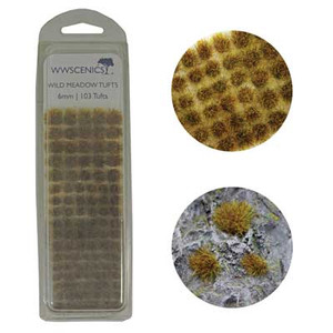 WWScenics ~ Any Scale ~ Wild Meadow Grass Tufts 1/4" 6mm ~ 100 Pieces ~ W3TWM6