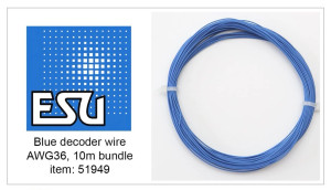 ESU ~ 36AWG Decoder Wire ~ 10m Blue ~ 51949