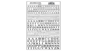 Woodland Scenics ~ Dry Transfer Alphabet ~ Railroad Roman - 1/16, 3/32, 1/8, 3/16, 1/4 & 5/16", Black ~ 701