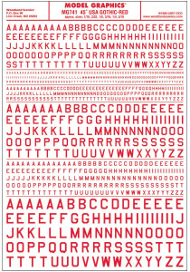 Woodland Scenics ~ Dry Transfer Numbers and Alphabet ~ 45-Degree USA Gothic (Military Style), Red ~ 741