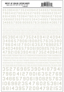 Woodland Scenics ~ Dry Transfer Numbers ~ 45 Degree USA Gothic (Military Style), White ~ 747