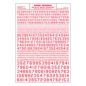 Woodland Scenics ~ Dry Transfer Numbers ~ 45 Degree USA Gothic (Military Style), Red ~ 748