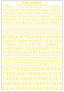 Woodland Scenics ~ Dry Transfer Numbers ~ 45 Degree USA Gothic (Military Style), Yellow ~ 749
