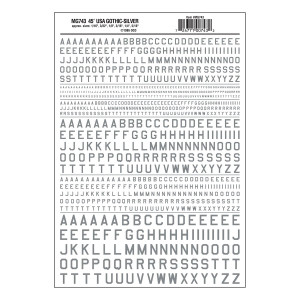 Woodland Scenics ~ All Scale ~ Dry Transfer Alphabet & Numbers ~ 45-Degree USA Gothic (Military Style) ~ Silver ~ 743