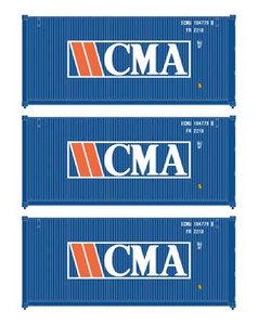 Walthers SceneMaster ~ HO Scale ~ 20' Fully Corrugated Container ~ 3-Pack ~ CMA ~ 949-18050