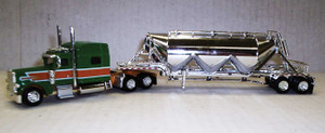 Trucks n Stuff ~ HO Scale ~ Peterbilt 389 Sleeper Cab Tractor w/Pneumatic Bulk Trailer ~ Assembled ~ 734-SPEC018