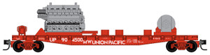 Micro Trains ~ N Scale ~ 50' Flat Car ~ Single with Locomotive EMD 645 Engine Load ~ Union Pacific #904500 ~ 04500810