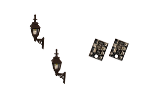 DCCconcepts ~ HO / S Scale ~ 4mm Scale Gas Wall Lamps – Black (2 pack) ~ LML-GWBK