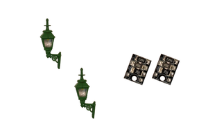 DCCconcepts ~ HO / S Scale ~ 4mm Scale Gas Wall Lamps – Green (2 pack) ~ LML-GWGR