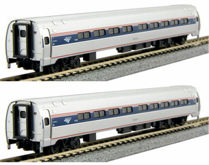 Kato ~ N Scale ~ Amtrak Amfleet I Phase VI Coach With Lights ~ 2 Car Set ~ 106-8002-1