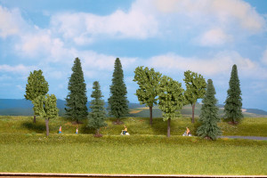 Walthers SceneMaster ~ HO Scale ~ Mixed Deciduous & Pine Trees pkg(10) ~ 1-9/16 to 3-3/8" 3.9 to 8.5cm ~ 949-1157