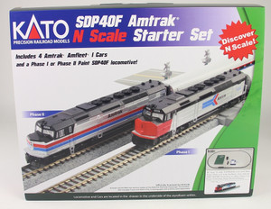 KATO  ~ N Scale ~ Amtrak SDP40F, Phase I Paint, and Amfleet I Cars, Starter Set ~ 106-0043