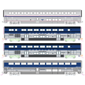 KATO  ~ N Scale ~Amtrak Pacific Surfliner 4 Car Add-on Set With Pre-Installed Lighting ~ 106-9002-1