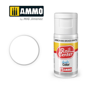 Ammo MIG ~ All Scale ~ RAIL CENTER ~ White ~ 15mL ~ R-0003