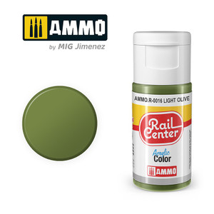 Ammo MIG ~ All Scale ~ RAIL CENTER ~ Light Olive ~ 15mL ~ R-0016