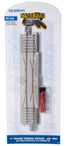 Bachmann ~ HO Scale ~ EZ-Track ~ Straight Terminal Rerailer ~ Nickel Silver Rail, Gray Roadbed, Concrete Ties ~ 9" 22.9cm ~ 44710