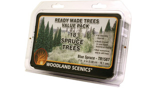 Woodland Scenics ~ Value Trees, Blue Spruce ~ 2" - 4" (18) ~ TR1587