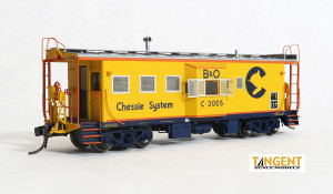 Tangent ~ HO Scale ~ I-18 Steel Bay Window Caboose ~ Chessie System #C-3005 ~ 60018-01