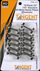 Tangent ~ HO Scale ~ 33" Wheels ~ Normal Tread ~ Metal Precision Wheelsets ~ 12 Pack ~ 143