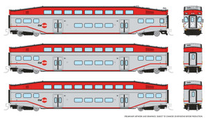 Rapido ~ N Scale ~ Bilevel Commuter Car ~ CalTrain Set #2 (Cab: #120 Coaches: #232 #236) ~ 546008