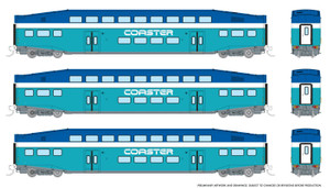 Rapido ~ N Scale ~ Bilevel Commuter Car ~ Coaster Set #3 (Coaches: #2401, #2403, #2406) ~ 546012
