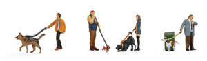 Walthers SceneMaster ~ HO Scale ~ People with Dogs ~ 949-6082