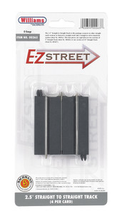 Bachmann ~ O Scale ~ E-Z Street 2.5" Straight to Straight Track ~ 4 Per Card ~ 00263