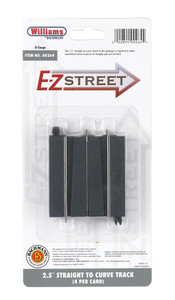 Bachmann ~ O Scale ~ E-Z Street 2.5" Straight to Curve Track ~ 4 Per Card ~ 00264