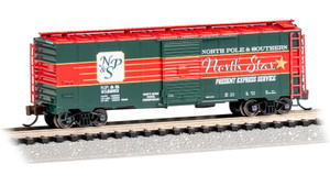 Bachmann ~ N Scale ~ AAR 40' Steel Box Car ~  Christmas NP&S North Star Present Express ~ 17071