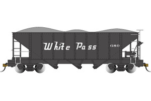 Bachmann ~ On30 Scale ~ 3-Bay Hopper with Removable Load ~ White Pass & Yukon #680 ~ 26573
