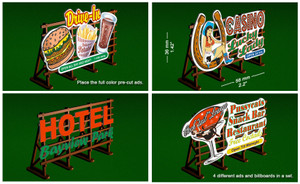 Bachmann ~ HO Scale ~ Laser-Cut Outdoor Billboard Kit ~ 4 per pack ~ 39103