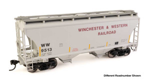WalthersMainline ~ HO Scale ~ 39' Trinity 3281 2-Bay Covered Hopper ~ Winchester & Western #9595 ~ 910-49331