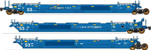 Intermountain ~ HO Scale Maxi IV Intermodal Well Car ~ 3-Unit Set ~ Trailer Train DTTX #888340 ~ 47356-08