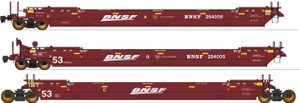 Intermountain ~ HO Scale Maxi IV Intermodal Well Car ~ 3-Unit Set ~ BNSF #254239 ~ 47366-11