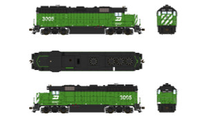 Class One Model Works ~ HO Scale ~ EMD GP40 1A3 ~ Burlington Northern #3005 ~ DCC Sound + TruFans ~ LM00157