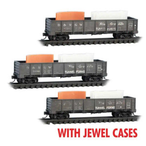 Micro Trains ~ N Scale ~ 40' Drop-Bottom Gondola w/Tunnel Forms Load ~ 3-Pack ~ Denver & Rio Grande Western ~ 98302244
