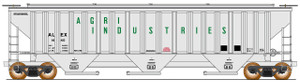 Intermountain ~ HO Scale ~ Trinity Rib-Side Hopper ~ Agri-Industries ALEX #1345 ~ 472305-02