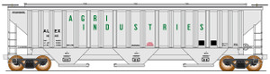Intermountain ~ HO Scale ~ Trinity Rib-Side Hopper ~ Agri-Industries ALEX #1389 ~ 472305-04