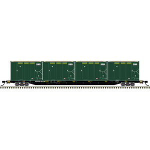 Atlas ~ HO Scale ~ Trainman ~ 85' Trash Container Flatcar with 4 MSW Containers ~ USA Waste USWX #40173 ~ 20007731